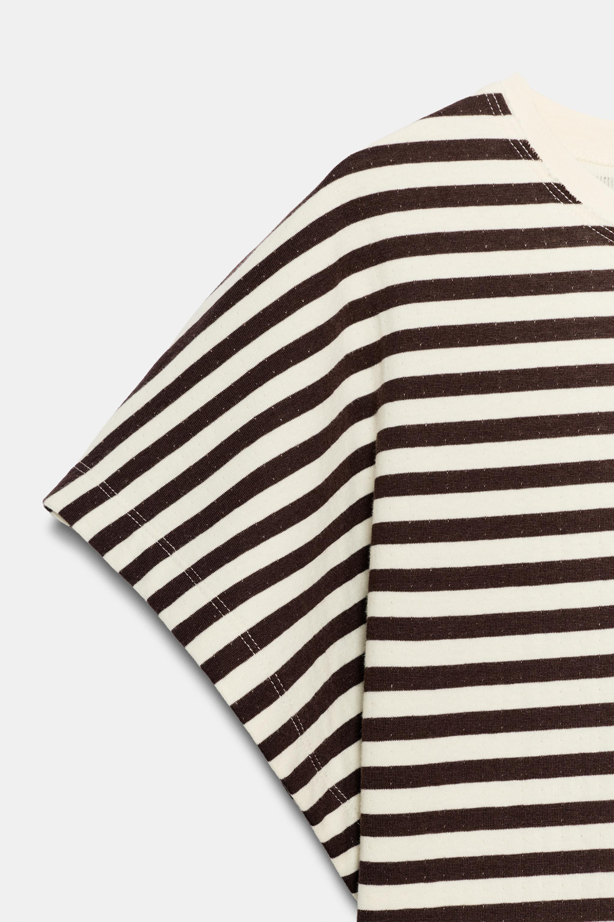 STRIPED WIDE SLEEVE T-SHIRT | Zara UK