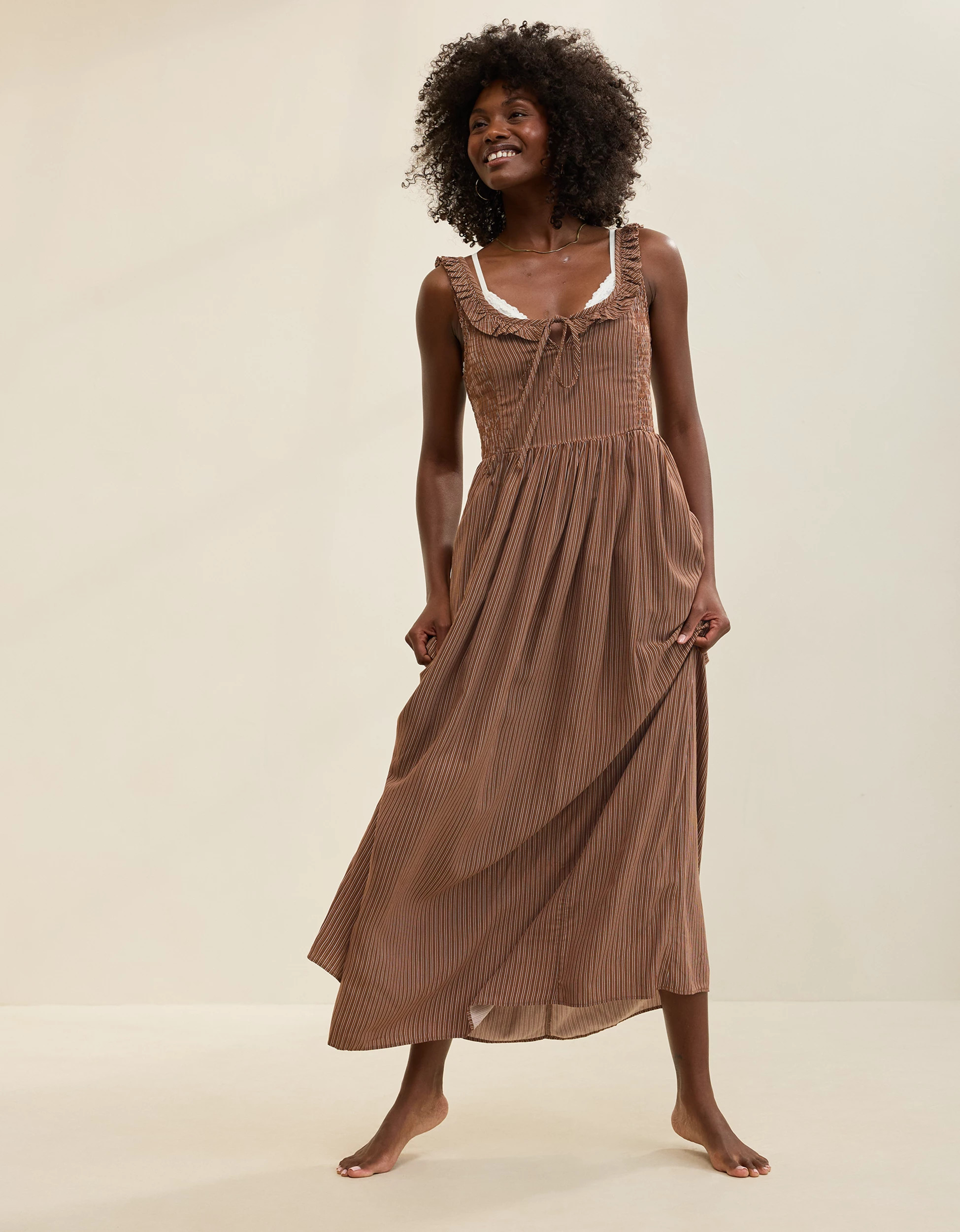 Aerie Happy & Drapey Side Smocked Dress | Aerie