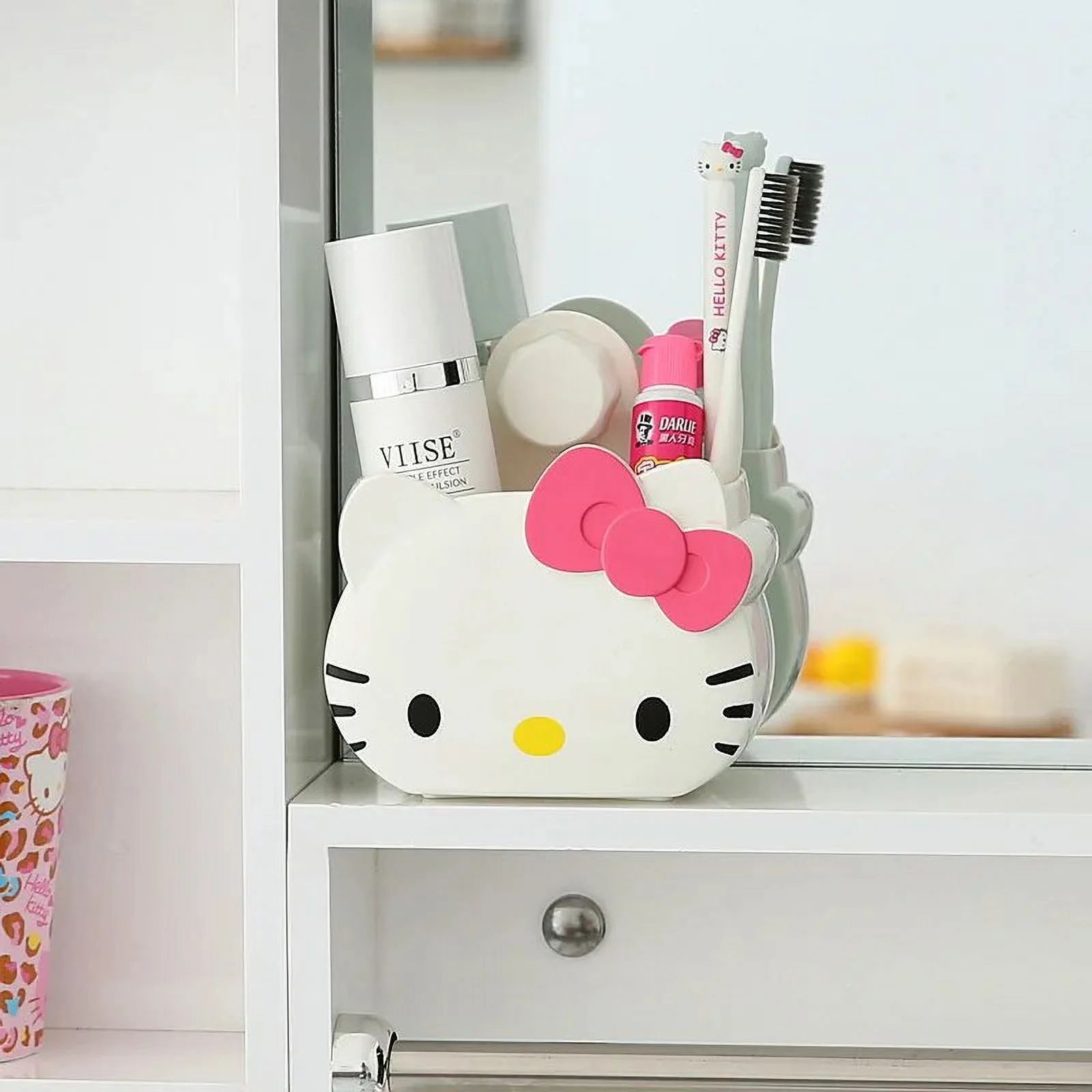 Cartoon Hello Kitty Bathroom Shelf Cute Children's Toothbrush Holder Wall Mounted Toilet Househol... | Walmart (US)