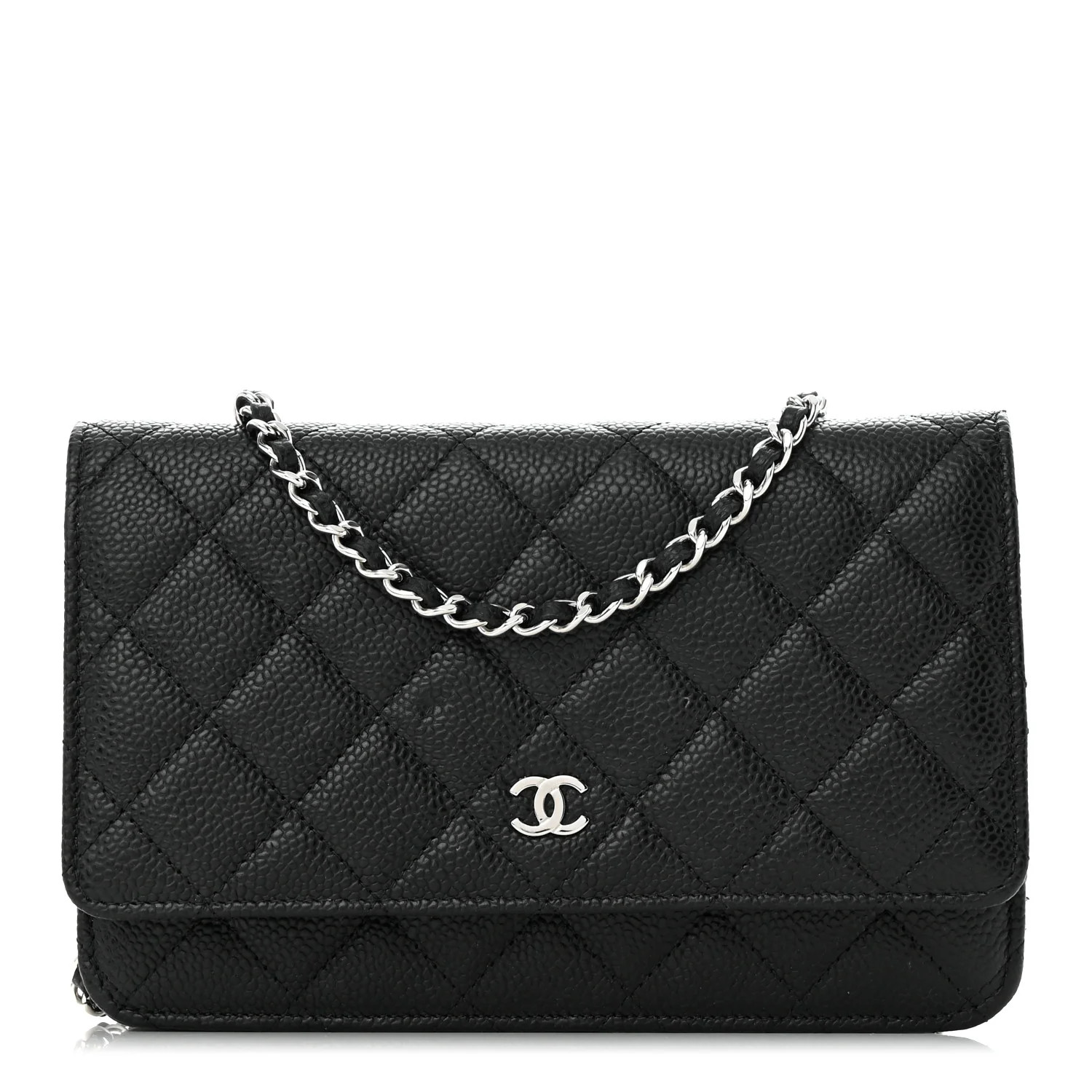 Caviar Quilted Wallet on Chain WOC Black | FASHIONPHILE (US)