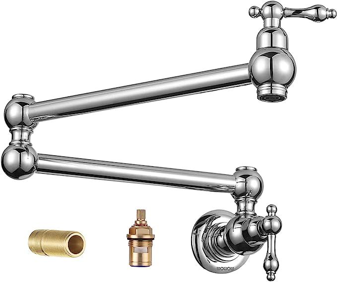 WOWOW Pot Filler Faucet Brass Faucets Kitchen Wall Mount Chrome Commercial Faucet Folding Kitchen... | Amazon (US)