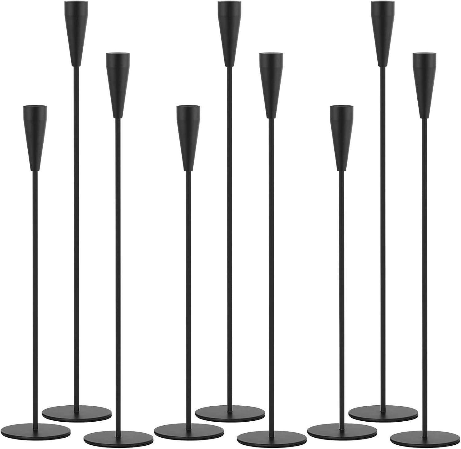 Lykoow Set of 9 Matte Black Candle Holders, Long Candlestick Holders for Taper Candles, Table Cen... | Amazon (US)