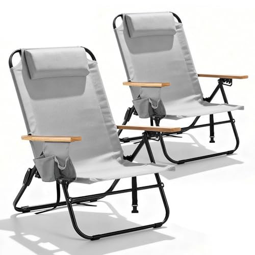 2 Pack Premium 5-Position Reclining Camping Chair - Portable Folding Lightweight Outdoor Chair wi... | Amazon (US)