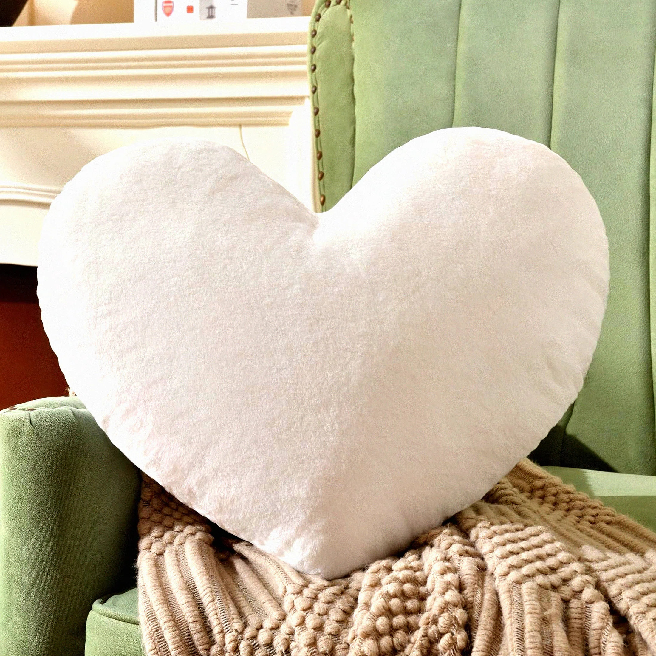 Fluffy Heart Pillow - Super Soft Rabbit Heart Shaped Throw Pillows for Indoor and Outdoor Decor | Wayfair North America