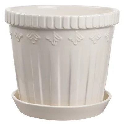 GroundWork  Ceramic Planter with Tray, 12 in., White | Tractor Supply