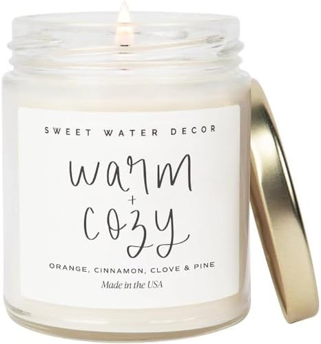 Sweet Water Decor Warm and Cozy Candle - Pine Cinnamon & Fir Winter Scented Soy Candles for Home ... | Amazon (US)