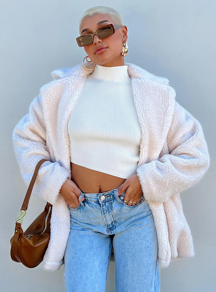 Wirilda Shearling Coat Cream | Princess Polly US