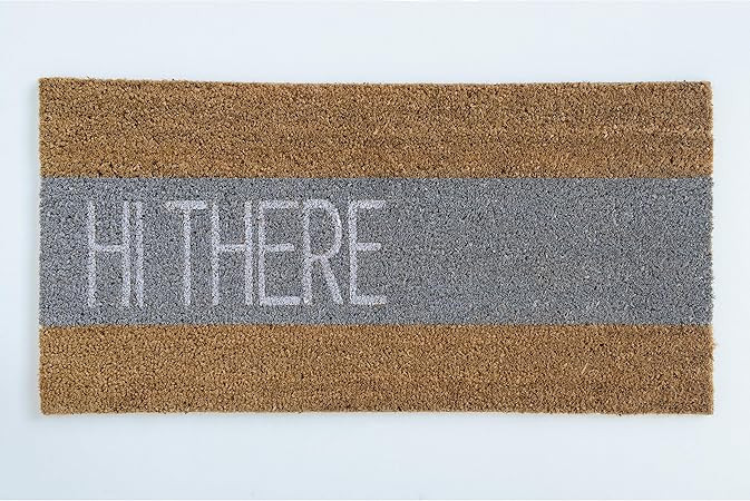Amazon.com: Bloomingville AH0038 Doormat Hi There Coir Door Mat, 31.5" x 15.75", Grey : Patio, La... | Amazon (US)