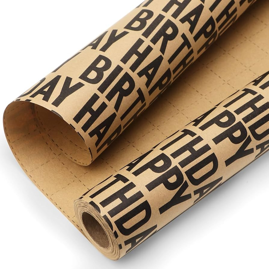 Ribbli Birthday Kraft Wrapping Paper Vintage Style Paper Perfect for Men Women Brown Kraft Paper ... | Amazon (US)
