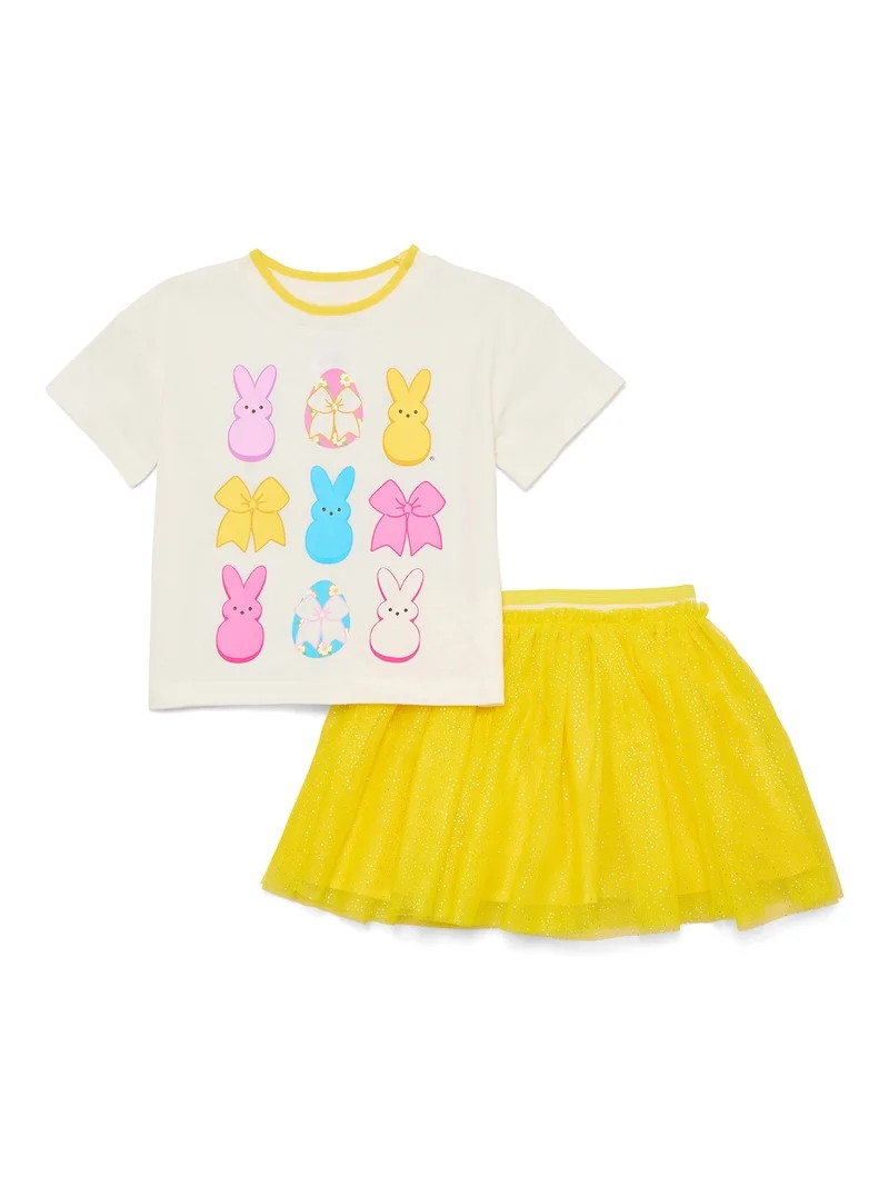 Easter Peeps Toddler Girls Graphic Tee and Tutu Skirt Set, 2-Piece, Sizes 12M-5T | Walmart (US)