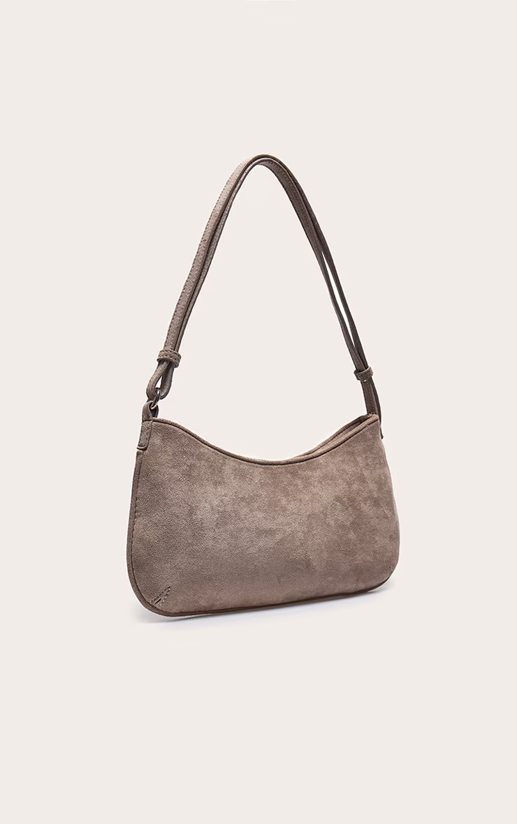 Taupe Faux Suede Baguette Shoulder Bag | PrettyLittleThing UK