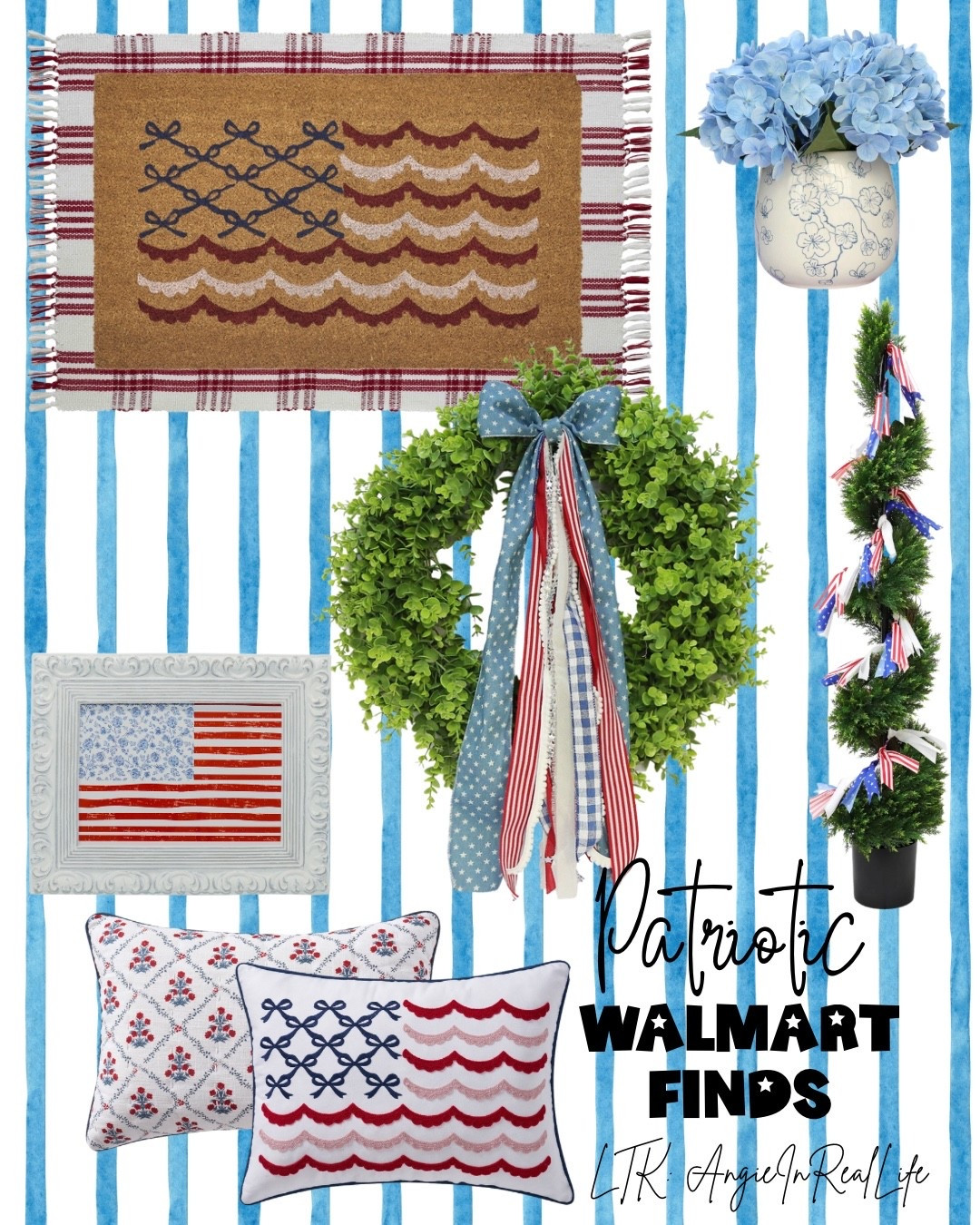 Patriotic Walmart finds 🇺🇸✨
Affordable, cute, and giving all the summer porch vibes ❤️🤍💙

#ltk #walmartfinds #patrioticdecor #summerdecor #homeinspo