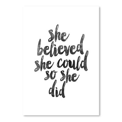 'She Believed She Could So She Did' Textual Art Ebern Designs | Wayfair North America