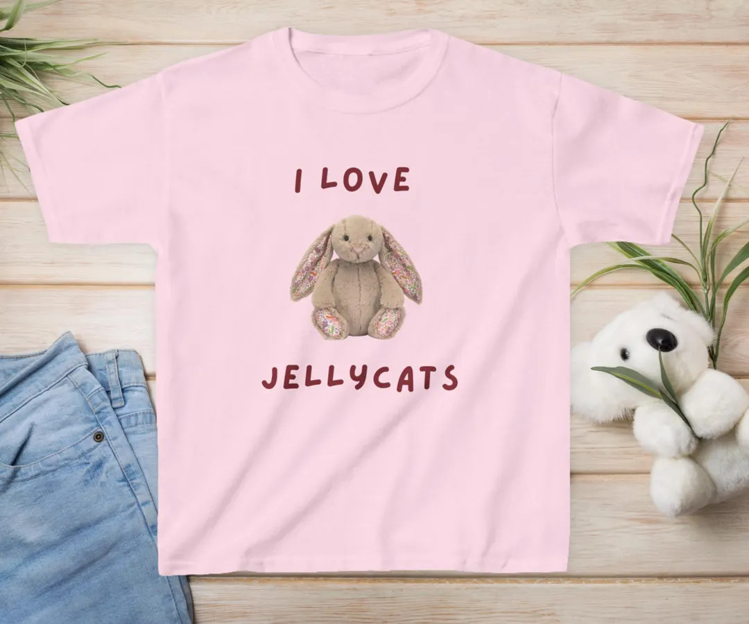I Love Jellycats Kids Tee, Personalised T-shirt, Children's Jellycat Shirt, Bashful Bunny Print T... | Etsy (US)