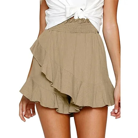 Colisha Ladies A Line Beach Bottoms Hawaii Elastic Waist Culotte Baggy Irregular Hem Skorts | Walmart (US)