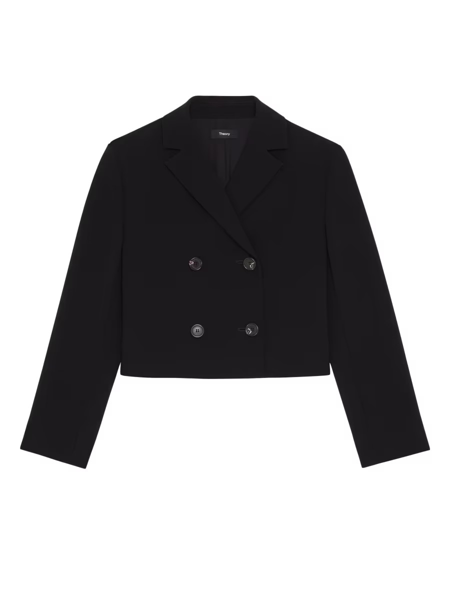 Theory Cropped Double-Breasted Jacket | Saks Fifth Avenue | Saks Fifth Avenue