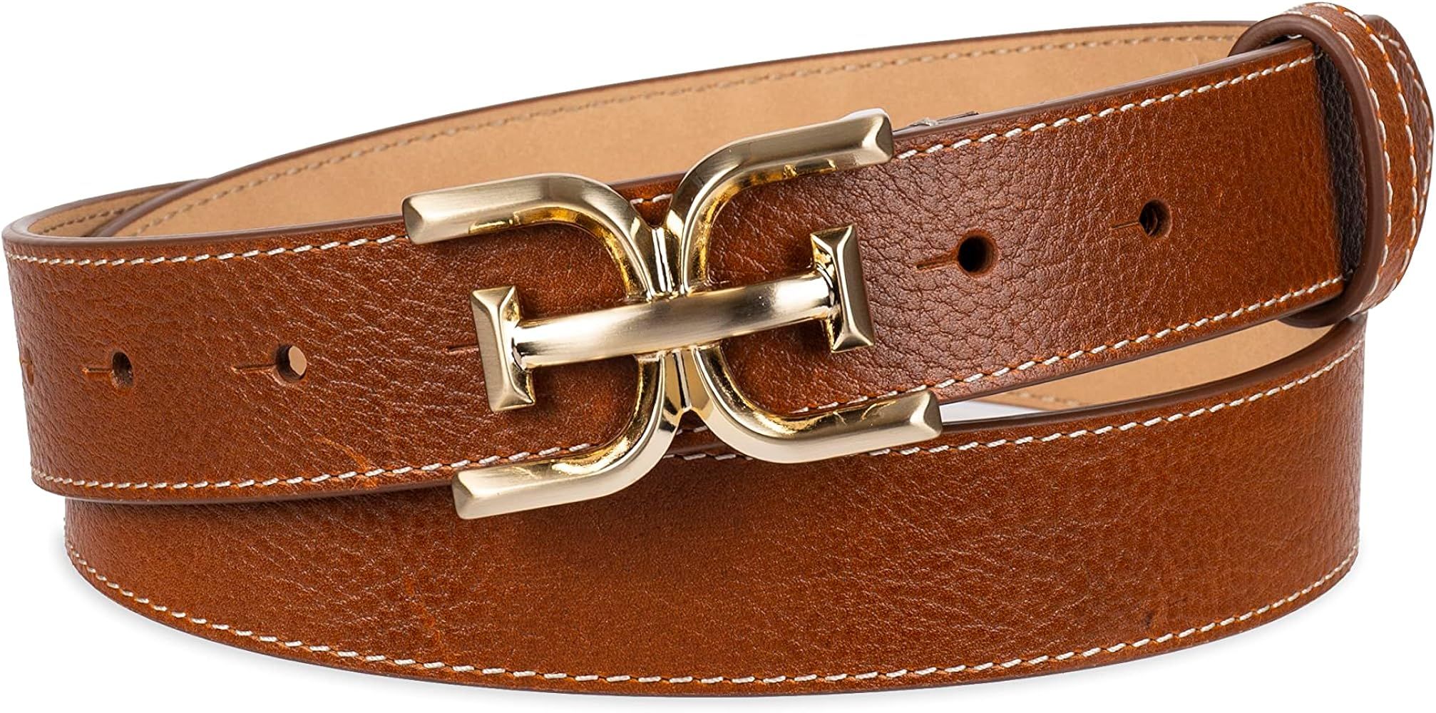 Sam Edelman Women's Fashion Double-E Plaque Logo Buckle Slim Textured Belt for Jeans, Dresses and... | Amazon (US)