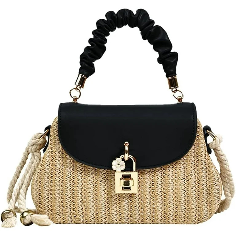 JUYGO Women Straw Crossbody Bag Leather Top Handle Straw Handbag Summer Straw Beach Bag Weave Sho... | Walmart (US)