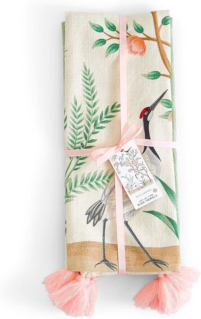 Two's Company Flora and Fauna Set of 2 Dish Towels with 2 Assorted Designs | Amazon (US)