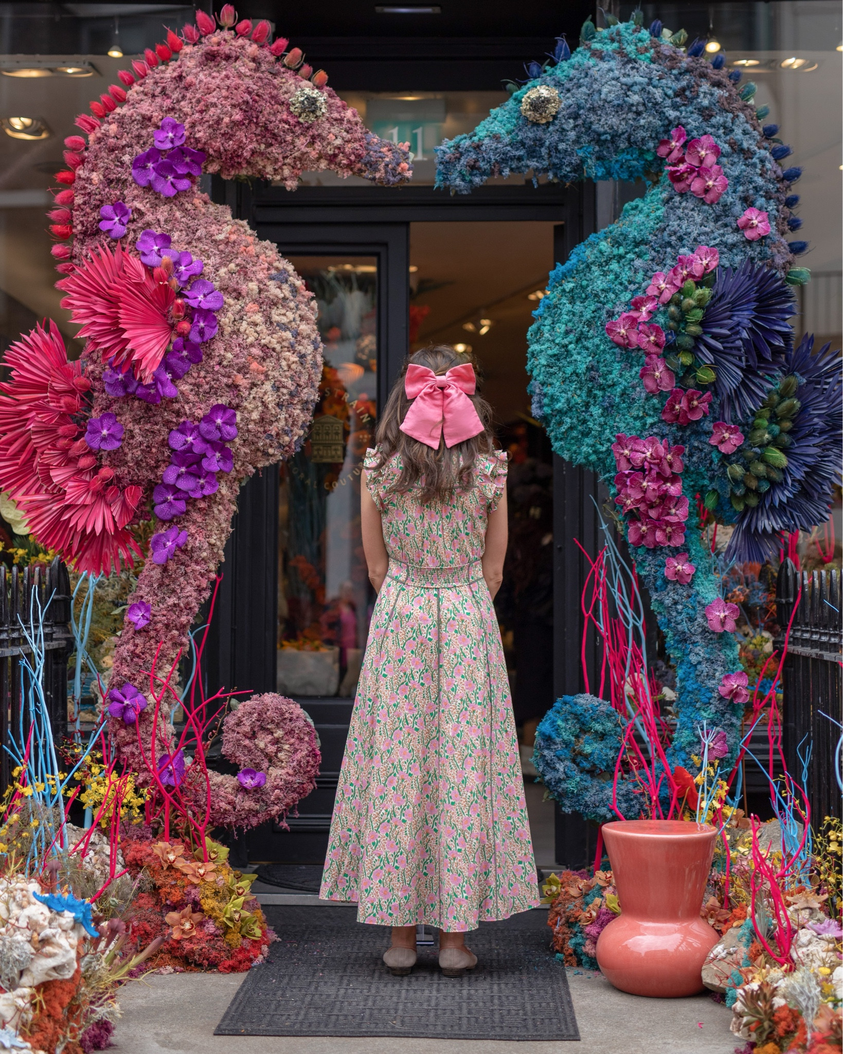 Floral summer maxi dress by me+em with pink ballet slippers and a pink hair bow 💕 I found this dress true to size and took an 8 💕 shot at Belgravia in Bloom in London 

#LTKeurope #LTKunder50 #LTKstyletip