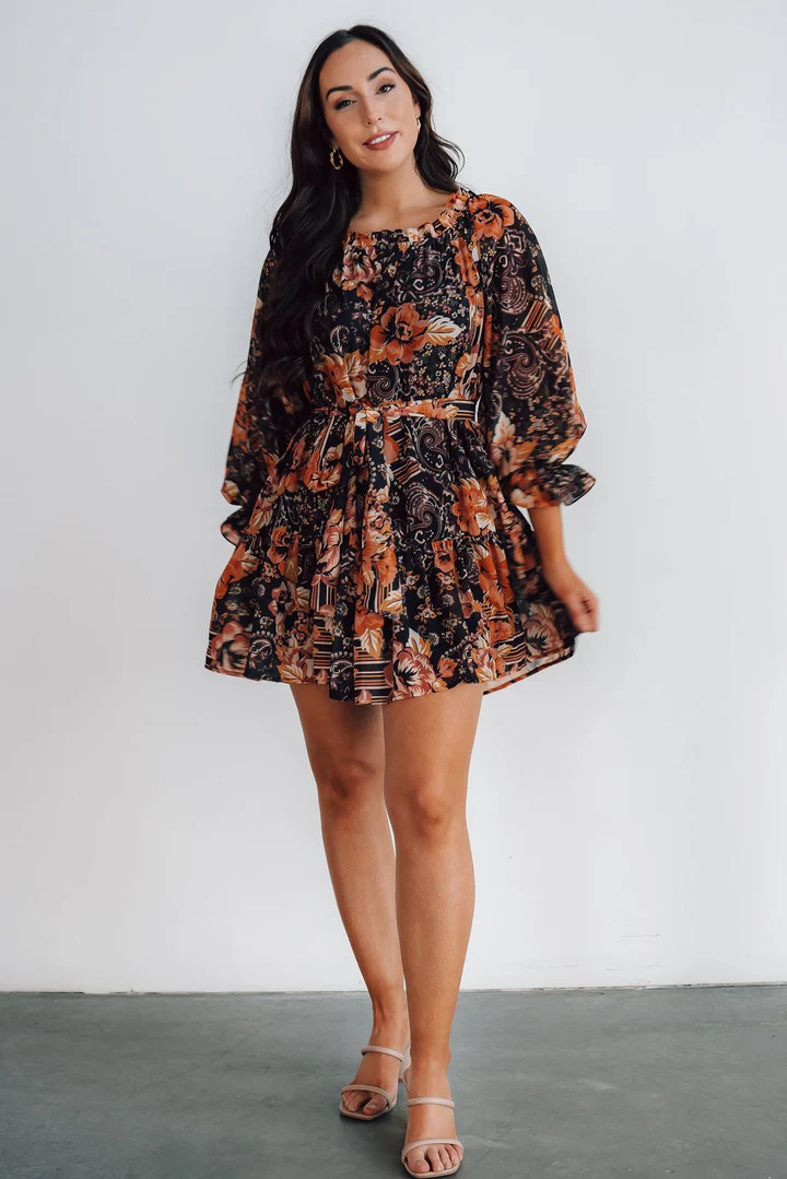 Mars Short Dress | Black Multi Print | Baltic Born