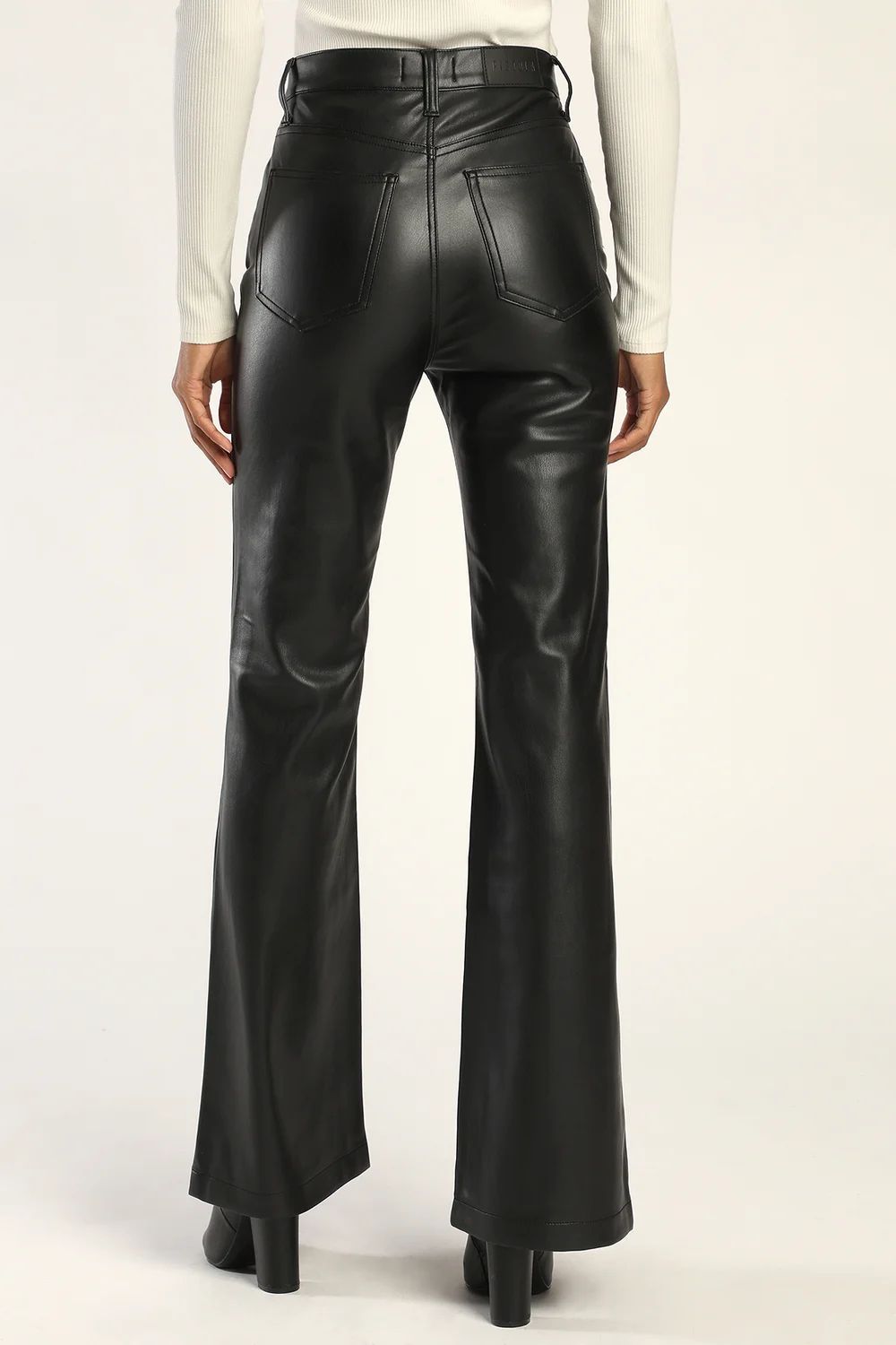 Stevie Black Vegan Leather High Rise Flare Pants | Lulus (US)