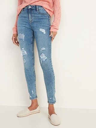 High-Waisted Distressed Rockstar Super Skinny Jeans for Women | Old Navy (US)