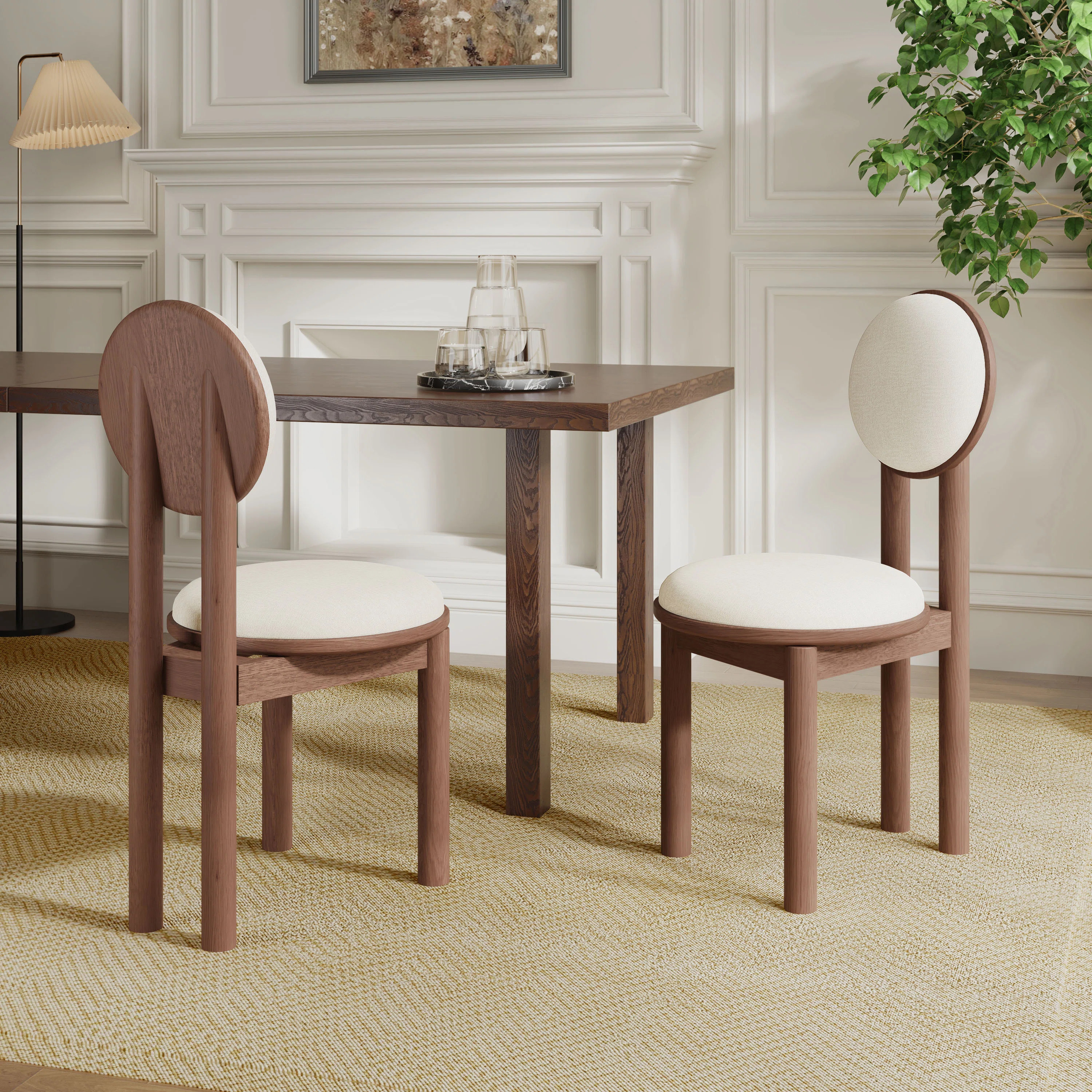 Thaddeus Mid-Century Modern Fabric Upholstered Round Back Dining Chairs With Rubberwood Frame (Se... | Wayfair North America