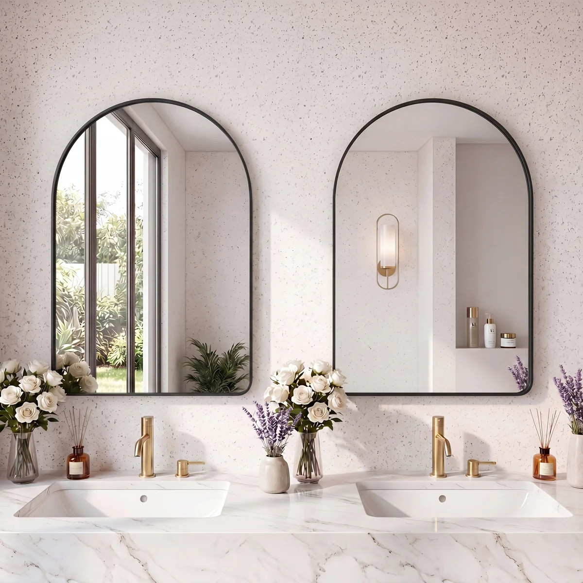 Contemporary Arched Wall Mounted Bathroom Vanity Mirror with Aluminum Alloy Frame | Wayfair North America