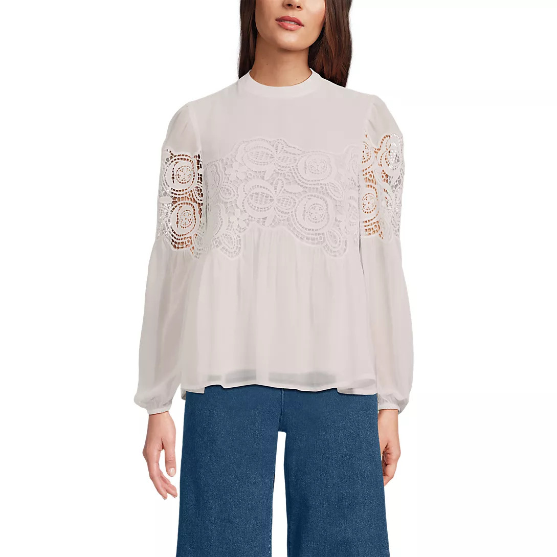 Women's Chiffon and Lace Blouse | Lands' End (US)