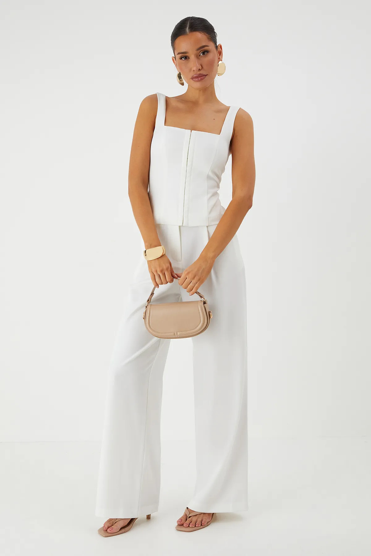 Trousers | Tailored Pleat Wide Leg Trousers | MissPap | Miss Pap UK