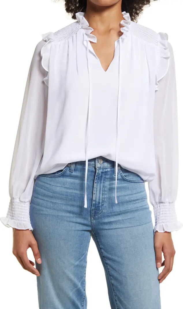 Halogen® Ruffle Front Long Sleeve Blouse | Nordstrom | Nordstrom