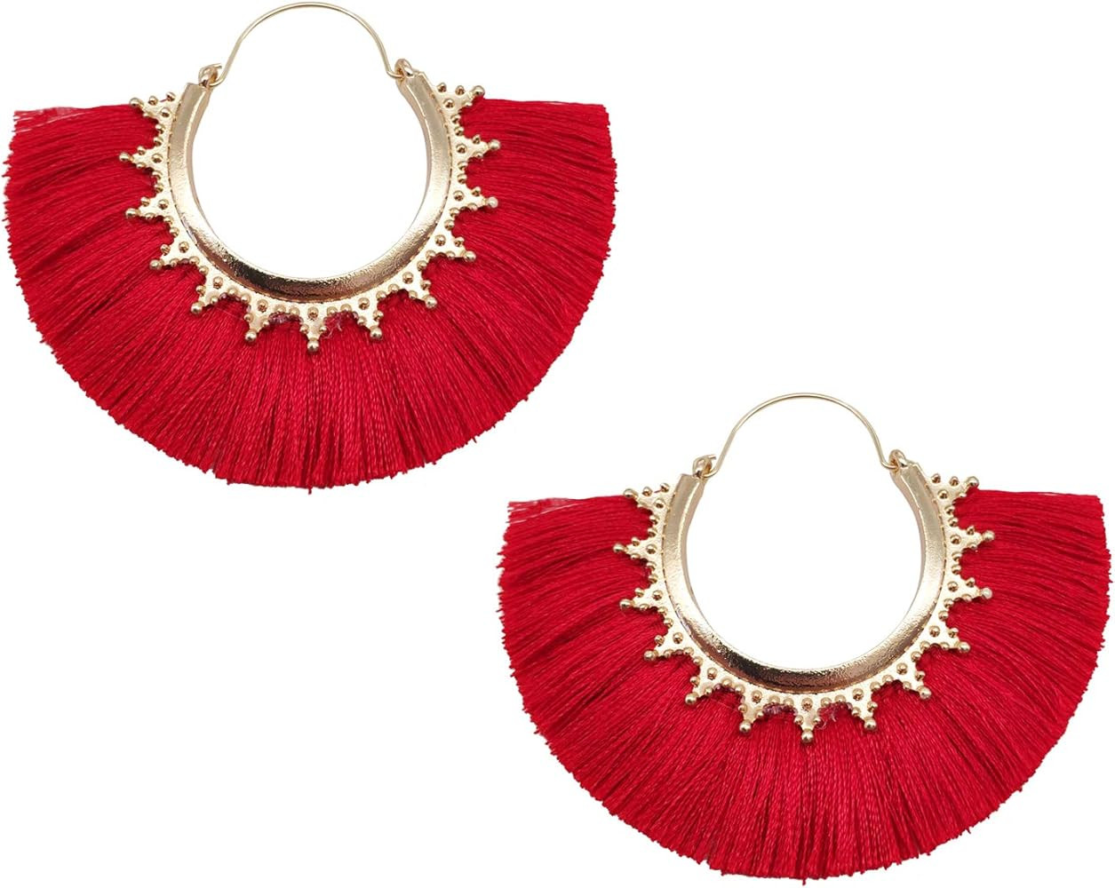 Tassel Hoop Earring Statement Thread Dangle Earrings Stylish Long Fringe Drop Earrings Lightweigh... | Amazon (US)