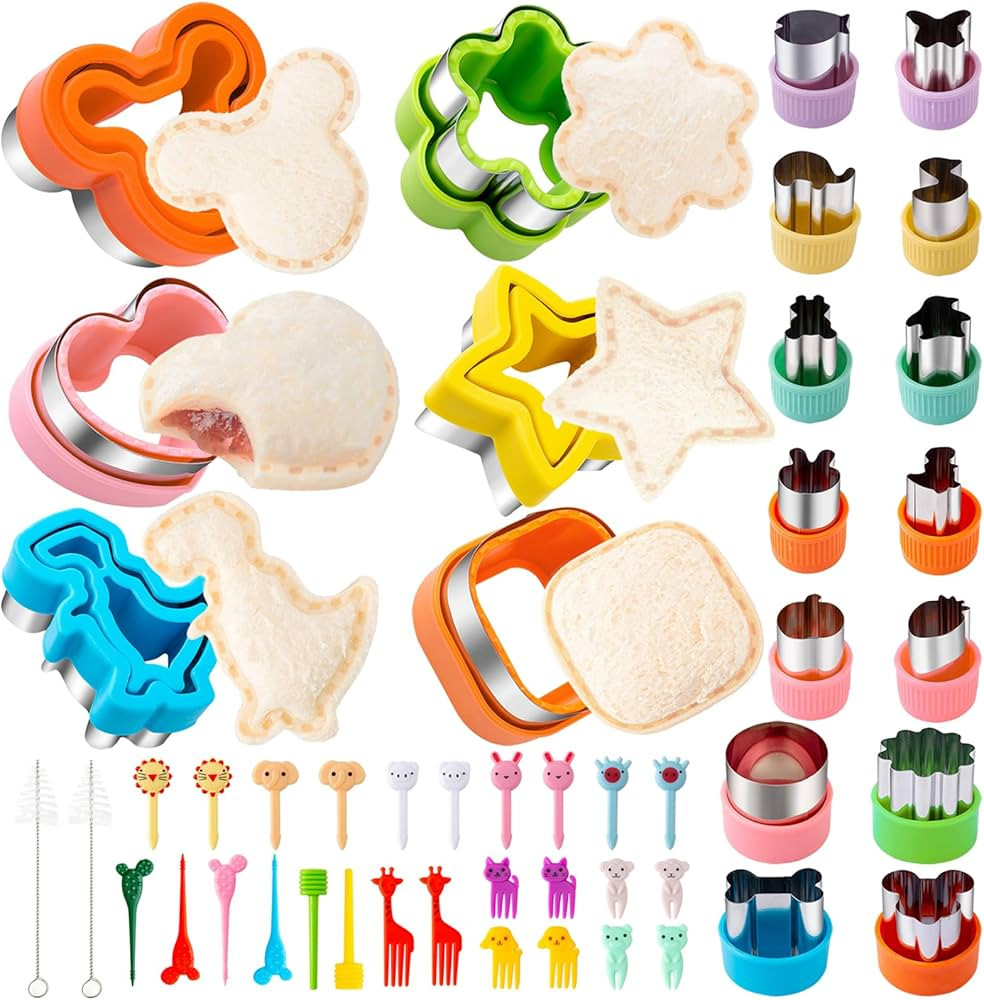 Sandwich Cutter for Kids Lunch 48 Pcs (LARGE), Nifogo Sandwich Maker, Cookie Cutters and Sealer S... | Amazon (US)