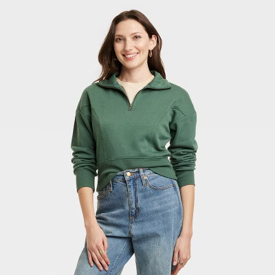 Women's Cropped Quarter Zip Sweatshirt - Universal Thread™ | Target