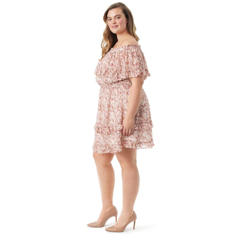 Jessica Simpson Women's and Women's Plus Amelia Ruffle Short Dress - Walmart.com | Walmart (US)