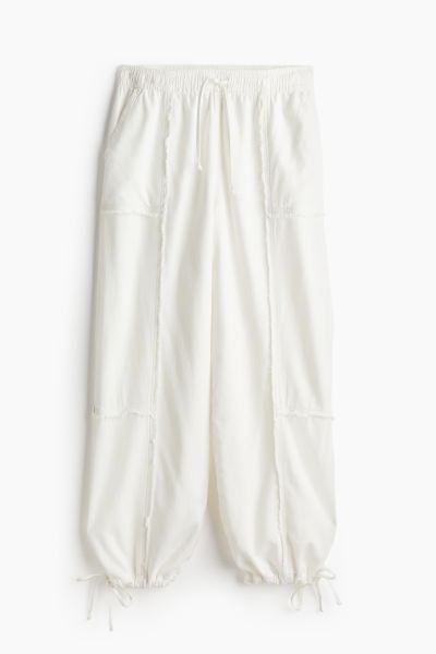 Linen-blend Parachute Pants - Cream - Ladies | H&M US | H&M (US + CA)