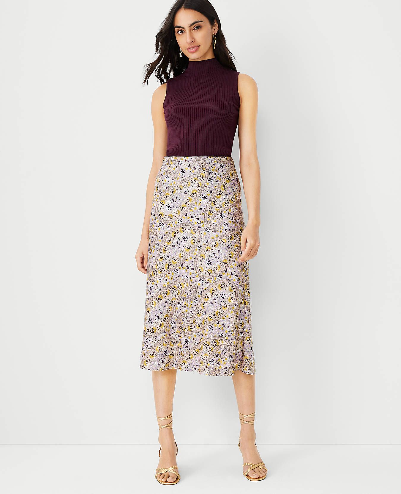 Paisley Bias Slip Skirt | Ann Taylor (US)