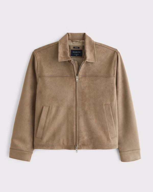 Lightweight Cropped Vegan Suede Easy Zip Jacket | Abercrombie & Fitch (US)