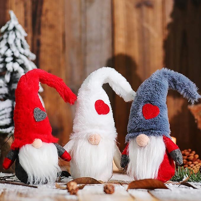 Picturesque 3pcs Handmade Swedish Santa Gnome Plush Toy Christmas Tree Topper Hanging Decorations... | Amazon (US)