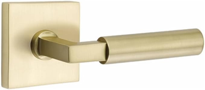 Square Rosette Door Set with Hercules Levers Right Hand Privacy in Satin Brass | Amazon (US)