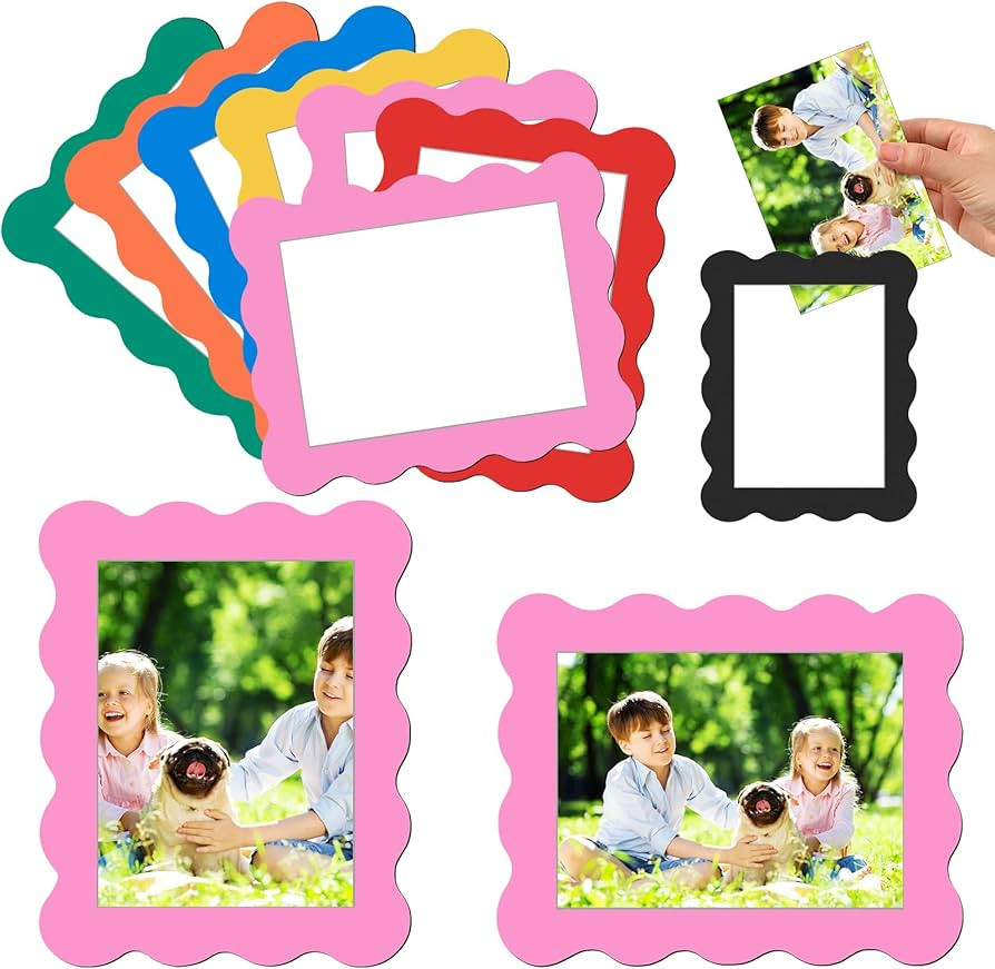 Kingdder 12 Pcs Scalloped Magnetic Picture Frame for Refrigerator 4 x 6 Colorful Reusable Picture... | Amazon (US)