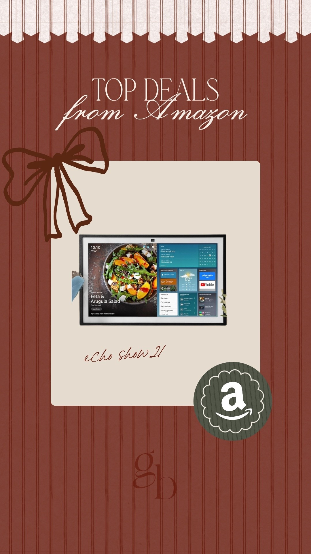 GIANNAS TOP DEALS

Amazon echo show 21 newest model!!



Black Friday deals, big deals, top deals, Amazon deals, Amazon finds, on sale now, shopping deals, best deals.

#LTKCyberWeek #LTKGiftGuide #LTKHoliday