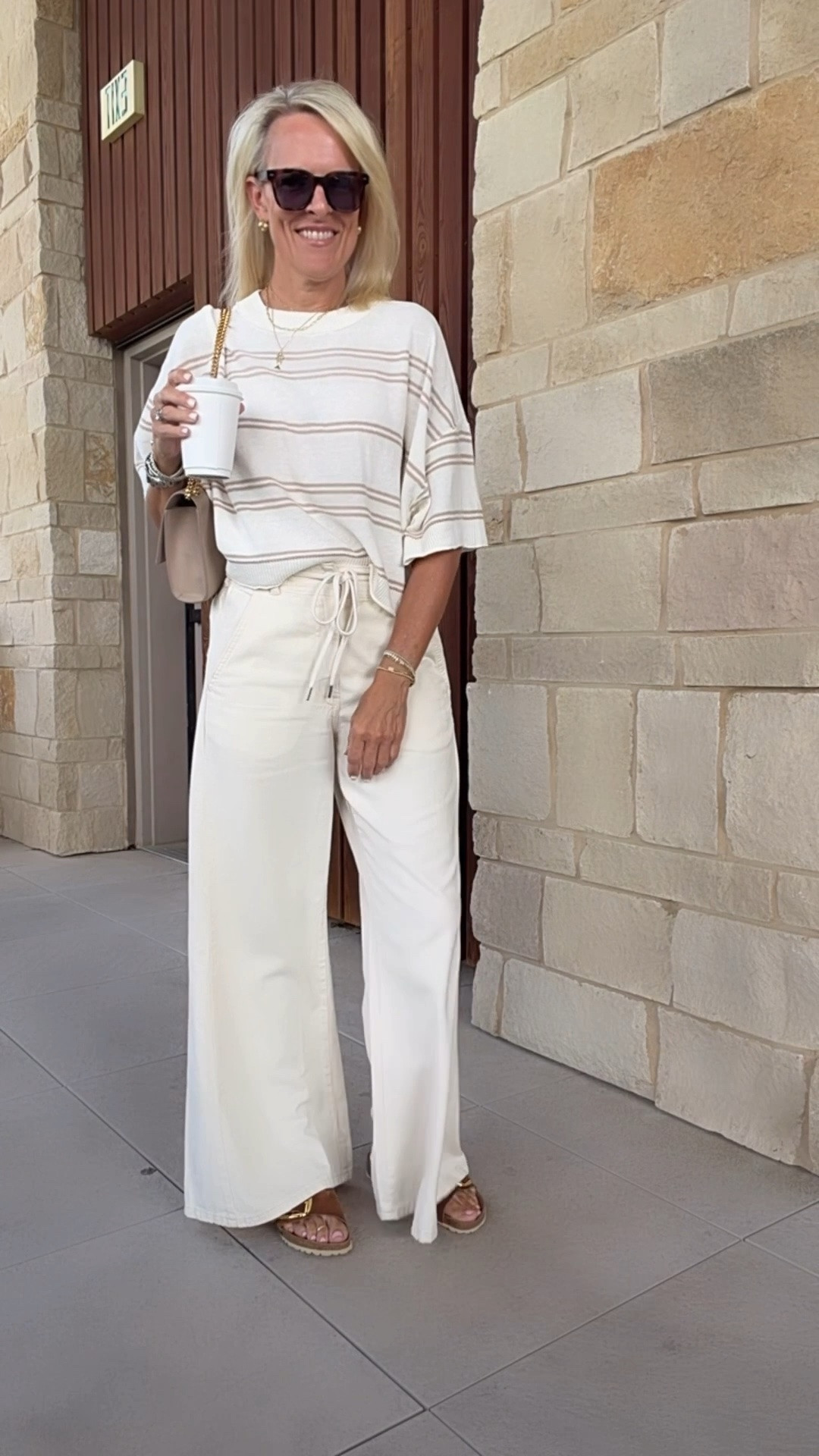 These anthro pants now come in a perfect off white/ecru color 
I have in 2 other washes and love these pants 
Wearing small
Denim, but soft…almost like a muslin canvas fabric. Will go with so much 
• •  also offered in petite option 
Sweater - wearing small 
Fabric is lightweight. Live the stripes comes in 3 colors 

@Anthropologie

#LTKOver40 #LTKTravel #LTKootd