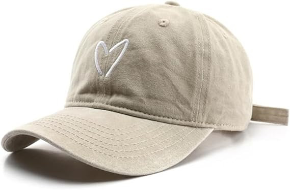 Distressed Baseball Cap for Women Vintage Washed Cotton Heart Embroidered Adjustable Dad Hat | Amazon (US)
