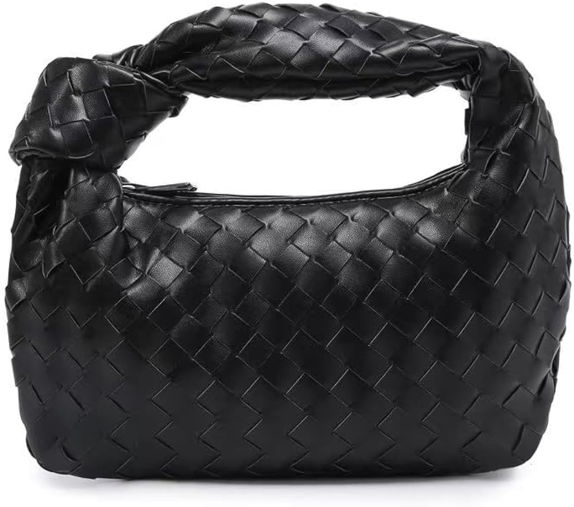 Woven Handbag for Women Fashion Designer Ladies Knoted Hobo Bag Bucket Purse PU Leather | Amazon (US)