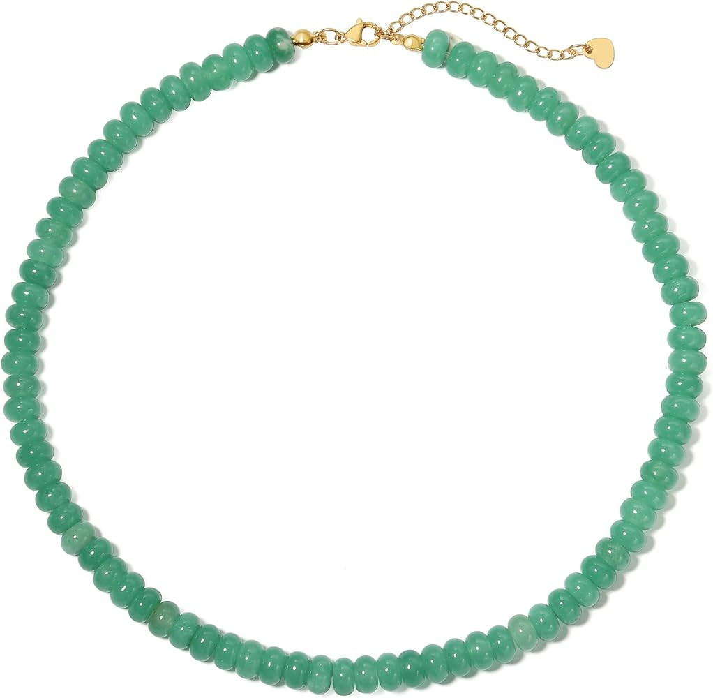 Beaded Necklace for Women,Natural Gemstone Necklace for Women,Colorful Bead Choker Necklace Handm... | Amazon (US)