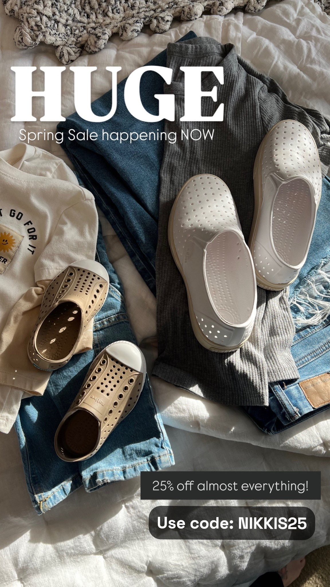 @nativeshoes is having their HUGE Spring Sale this weekend!! 25% off (almost everything) with code NIKKIS25 🩵

#shoes #sale #familyshoes #springsale

#LTKmomlife #LTKKids #LTKSpringSale