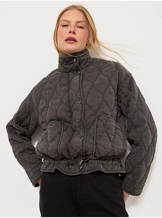 Grey Washed Quilted Jacket | George at ASDA