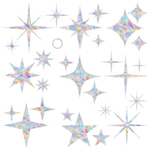 30 Pcs Star Ring Circle Window Clings - Anti-Collision Decals to Save Birds, Non-Adhesive Rainbow Stickers | Amazon (US)